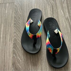 Chaco Men’s Rainbow Tie Dye Flip Flops Sandals Size 11